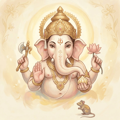 a painterly portrait of Ganesha