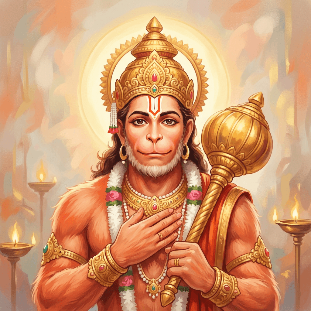 a painterly portrait of Hanuman