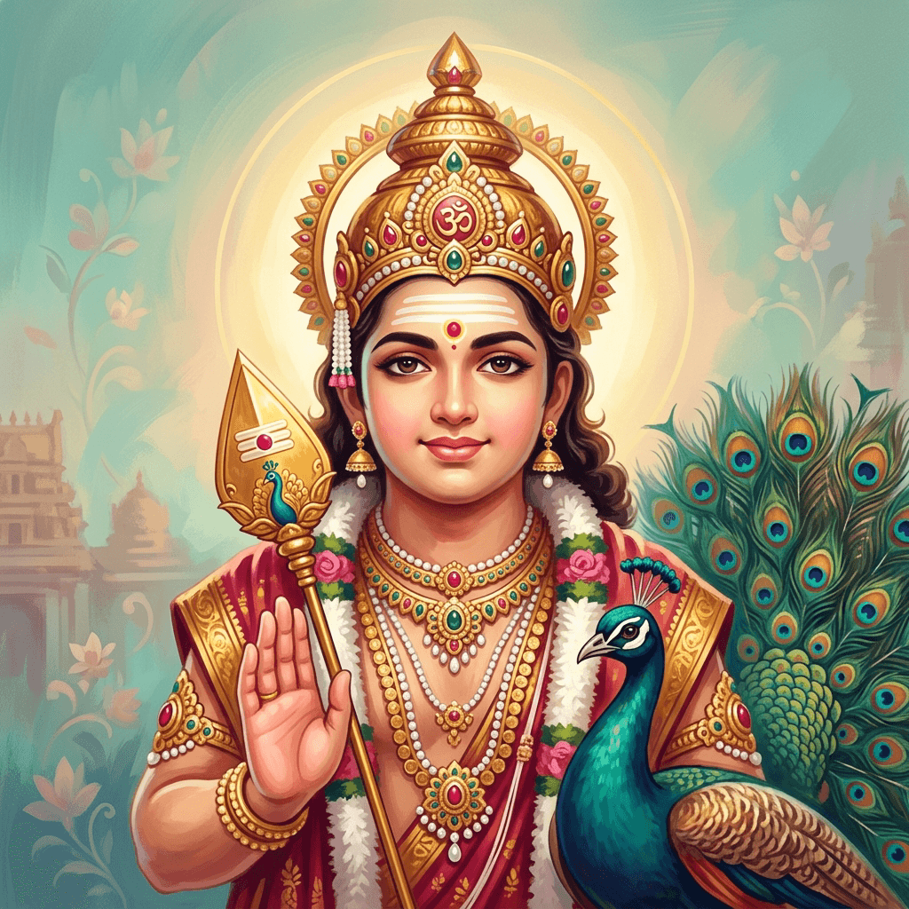 a painterly portrait of Murugan