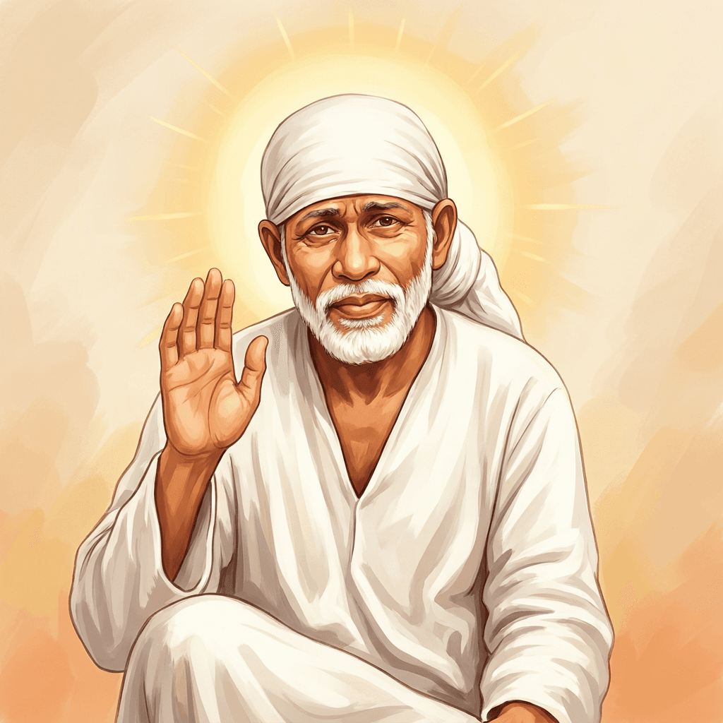 a painterly portrait of Shirdi Sai Baba