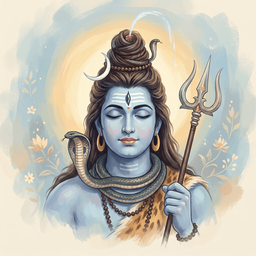 a painterly portrait of Shiva